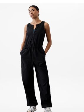 Athleta Flex Sleeveless Black Utility Jumpsuit with Drawstring Waist